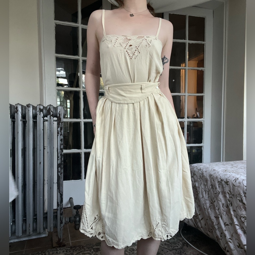 Vintage 70’s Emmanuelle Khanh 3-Piece Beaded Cutwork Raw Silk Set